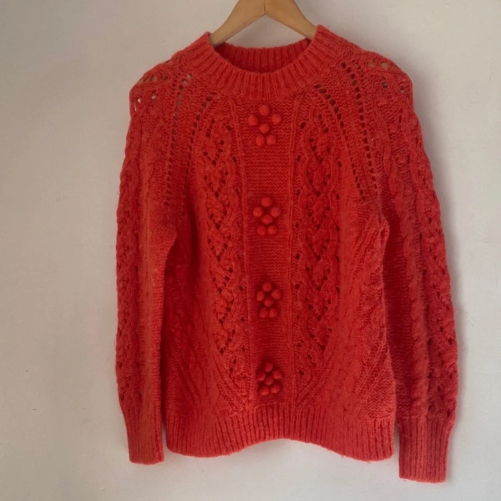 J. Crew M Cable-Knit Pointelle Sweater.